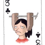 woman with headache (cartoon)